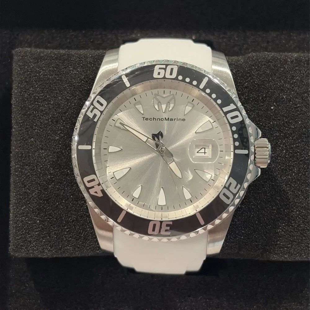 Invicta TechnoMarine Manta Sea Men’s Watch 42mm White Silicone Band Black Dial